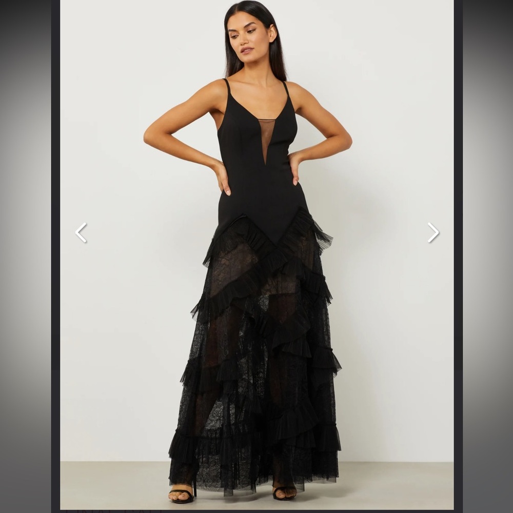 BCBGMaxAzria RUFFLE SKIRT EVENING GOWN